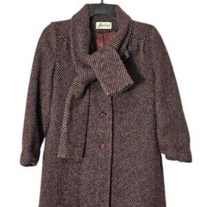 Bromleigh Purple or Burgundy Vintage Wool Tweed Coat Approximate Size Medium